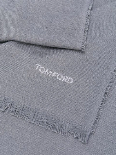 Shop Tom Ford Long Frayed Scarf In Grey