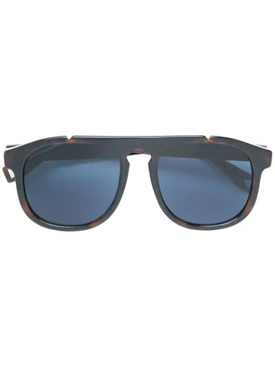 Shop Fendi Eyewear Aviator Sunglasses - Brown
