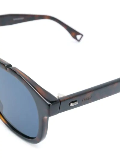 Shop Fendi Eyewear Aviator Sunglasses - Brown