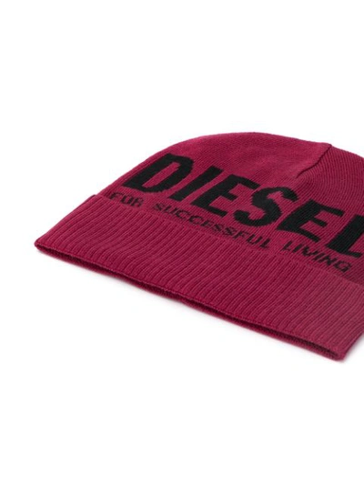 Shop Diesel Logo Beanie In Red