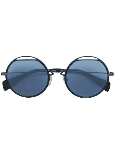 Shop Yohji Yamamoto Round Frame Sunglasses - Grey