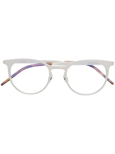Shop Saint Laurent Eyewear Round Frame Glasses - Silver
