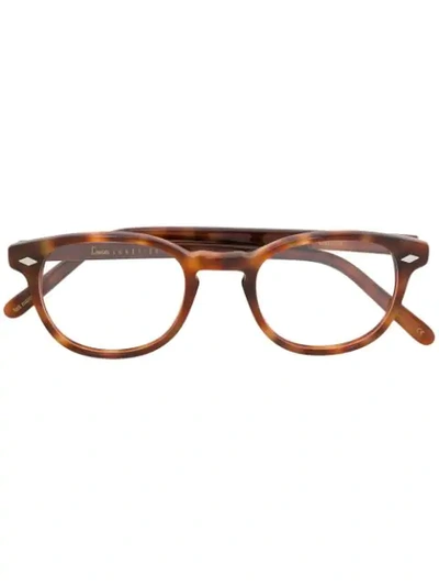 Shop Lesca Tortoiseshell-effect Round Glasses In Brown