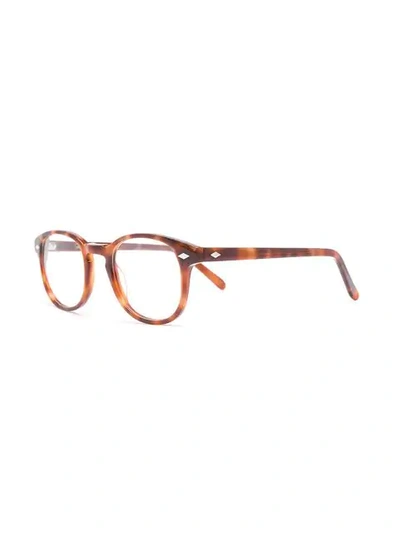 Shop Lesca Tortoiseshell-effect Round Glasses In Brown