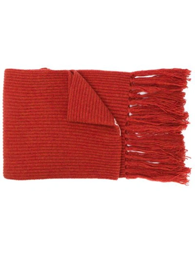 Shop Ami Alexandre Mattiussi Ribbed Scarf Ami De Coeur Patch In Orange