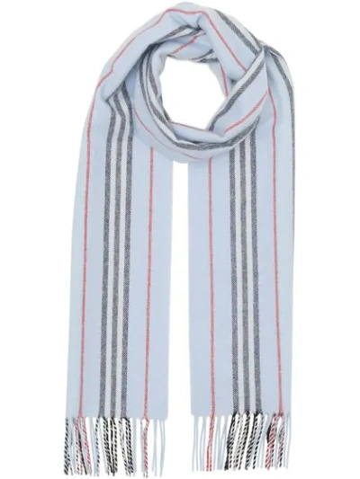Shop Burberry Icon Stripe Cashmere Scarf In Blue