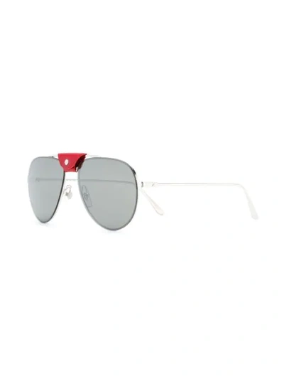 Shop Cartier Aviator Frame Sunglasses In Black