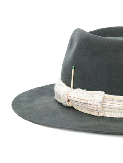 Shop Nick Fouquet White Ribbon Trimmed Mid Brim Hat In Grey