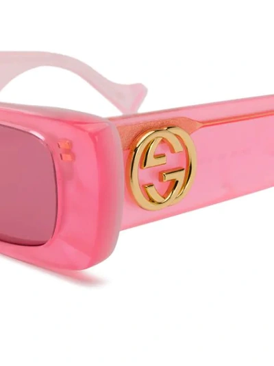 Shop Gucci Rectangle Frame Sunglasses In 003 Pink Pink Red