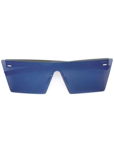 Shop Retrosuperfuture Mirrored Squared Sunglasses In Blue