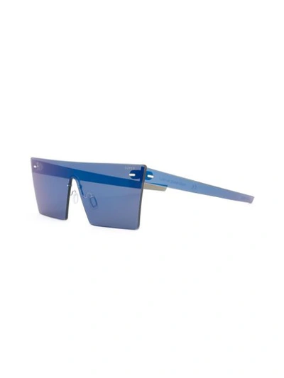 Shop Retrosuperfuture Mirrored Squared Sunglasses In Blue
