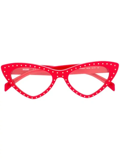 Shop Moschino Eyewear Cat-eye Glasses In Red