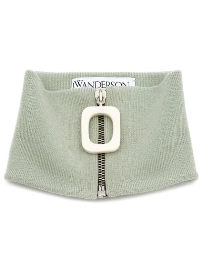 Shop Jw Anderson Zipped Knitted Neckband In 505 Pistacchio