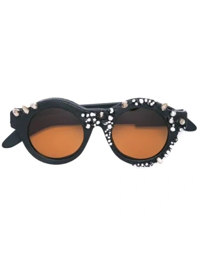 Shop Kuboraum Stud Detail Sunglasses In Black