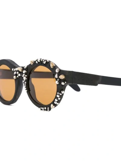 Shop Kuboraum Stud Detail Sunglasses In Black