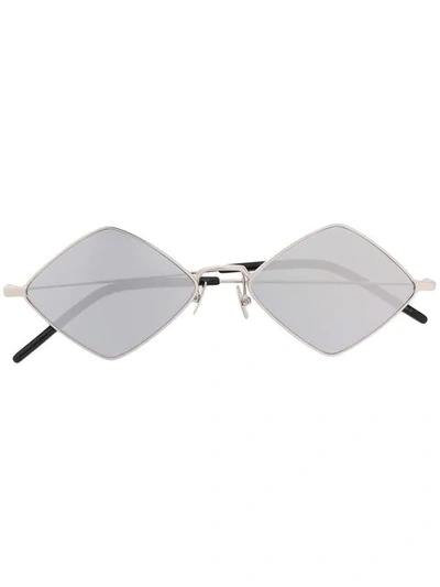 Shop Saint Laurent Diamond Sunglasses In Metallic