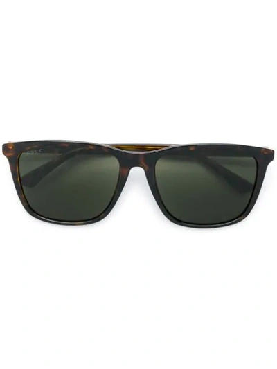 Shop Gucci Square Tinted Sunglasses In Brown