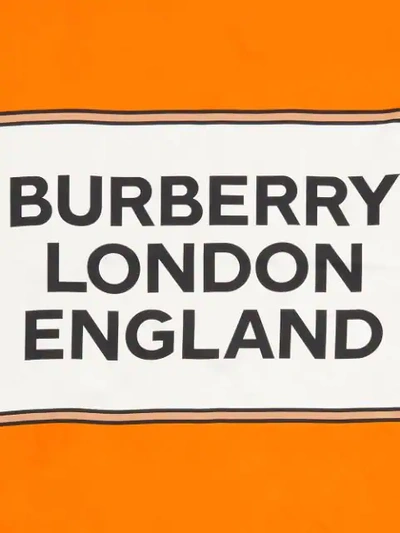 Shop Burberry Logo Print Silk Square Scarf In Orange