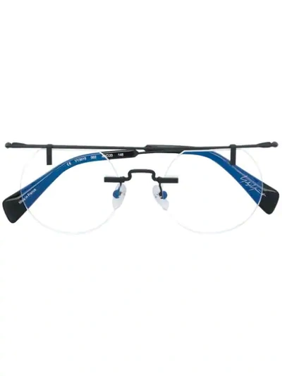 Shop Yohji Yamamoto Round Frame Glasses - Black