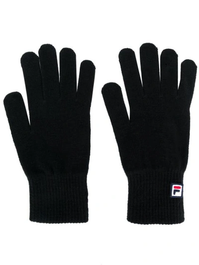 Shop Fila Knit Gloves In Black