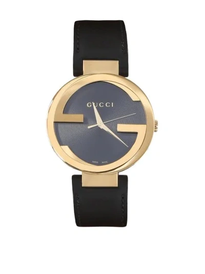 Shop Gucci Interlocking G Watch In Black