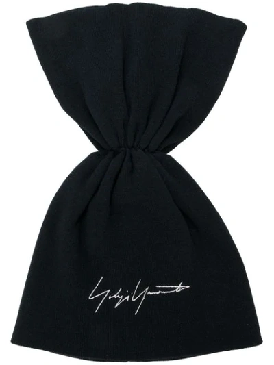 Shop Yohji Yamamoto Drawstring Cap - Black