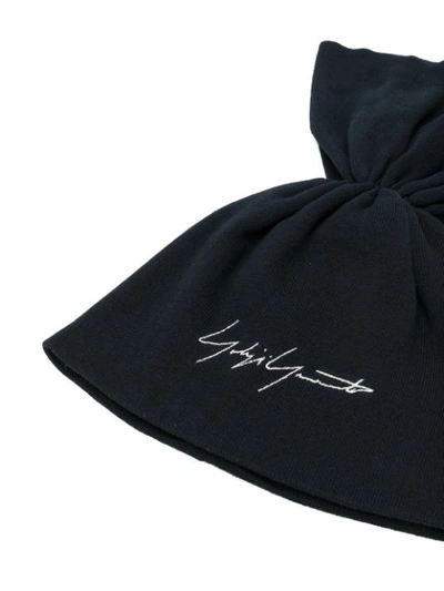 Shop Yohji Yamamoto Drawstring Cap - Black