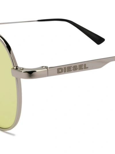 Shop Diesel Dl0285 Aviator Sunglasses In Silver