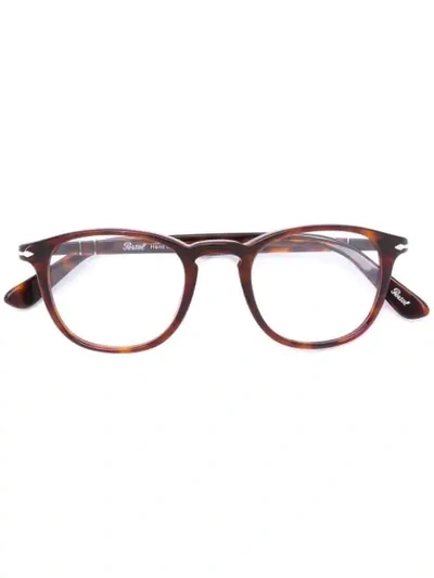 Shop Persol Round Frame Glasses In Brown