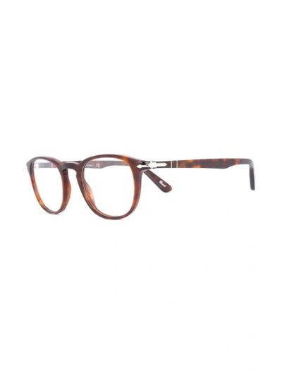 Shop Persol Round Frame Glasses In Brown