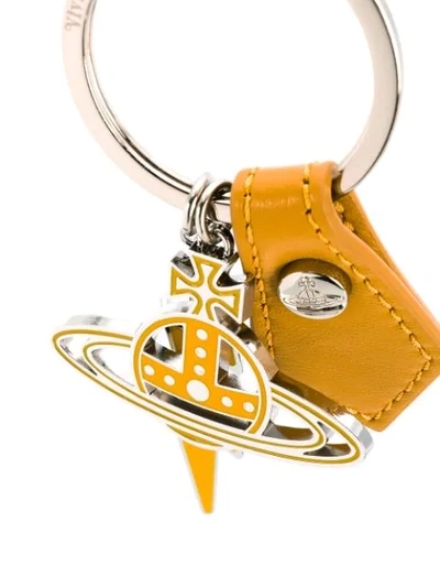 Shop Vivienne Westwood Gadget Lightning Bolt Keyring In Yellow