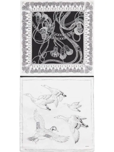 Shop Burberry Montage Print Monogram Silk Jacquard Scarf In White