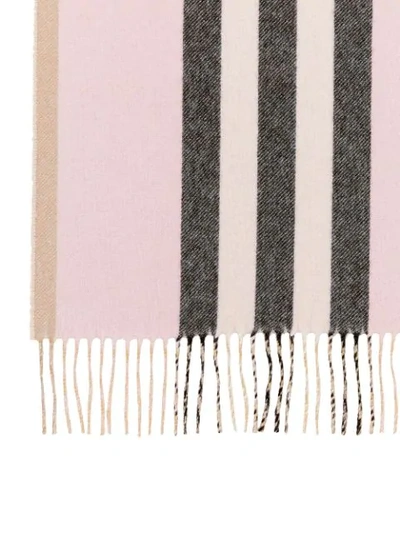 Shop Burberry Reversible Icon Stripe Cashmere Scarf In Pink