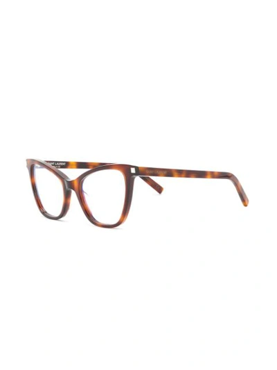 Shop Saint Laurent Eyewear Tortoiseshell-effect Glasses - Brown