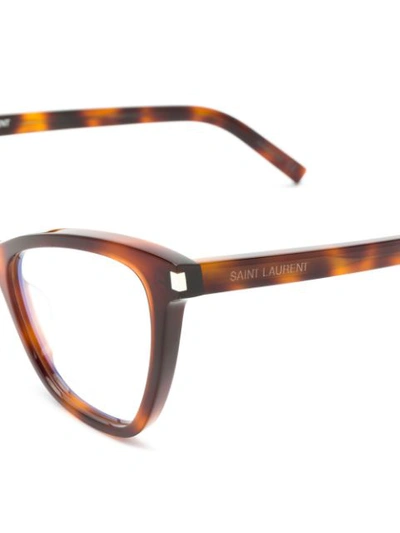 Shop Saint Laurent Eyewear Tortoiseshell-effect Glasses - Brown