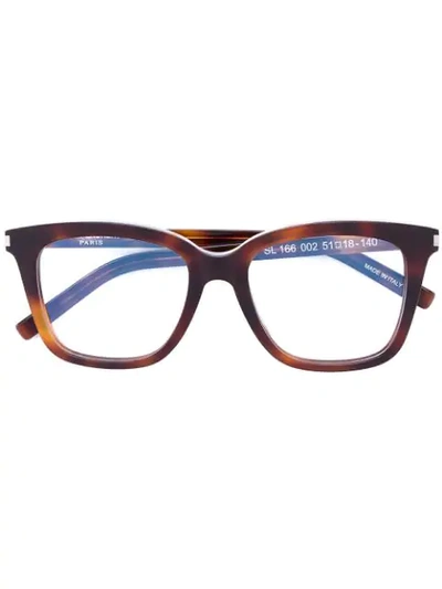 Shop Saint Laurent Eyewear Square-frame Glasses - Brown