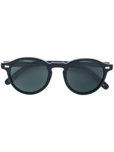 Shop Moscot Matte Round Frame Sunglasses In Black