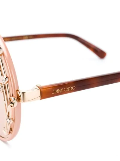 Shop Jimmy Choo Gemstone Round Frame Sunglasses In Pink