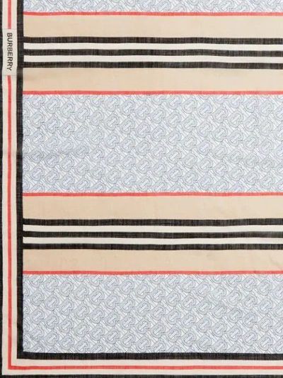 Shop Burberry Icon Stripe Monogram Print Scarf In Blue