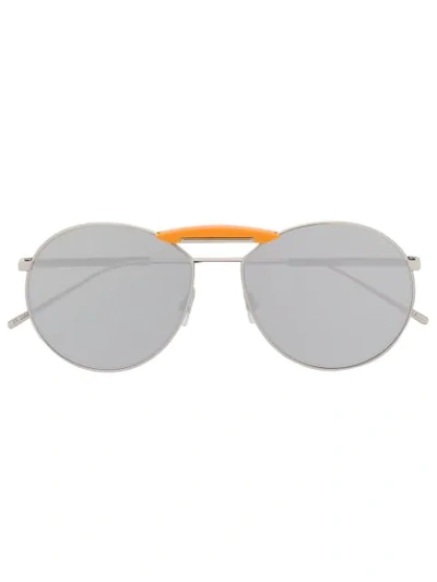 Shop Fendi Circle Frame Sunglasses In Silver