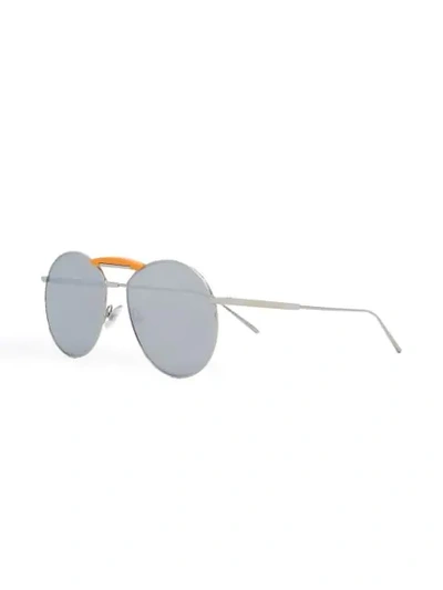 Shop Fendi Circle Frame Sunglasses In Silver