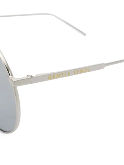 Shop Fendi Circle Frame Sunglasses In Silver