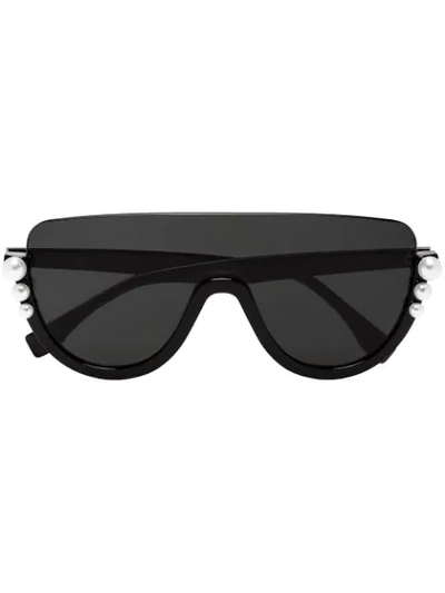 Shop Fendi Ribbons And Pearls Sunglasses In Black