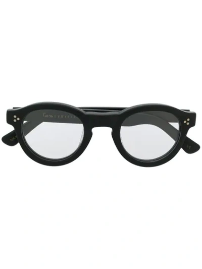 Shop Lesca Gaston Round Frame Glasses In Black