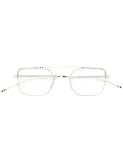 Shop Thom Browne Square Frame Glasses In Metallic