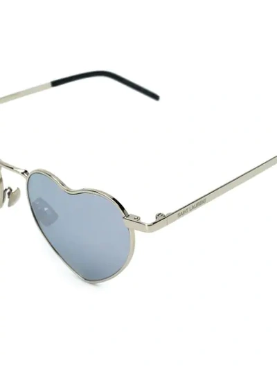Shop Saint Laurent Heart Frame Sunglasses In Silver