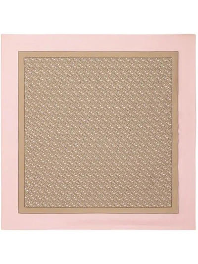 Burberry Metallic Monogram Silk Blend Square Scarf in Pink 8022696