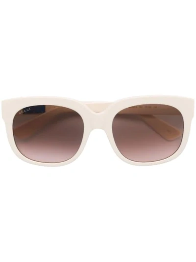 Shop Gucci Square Sunglasses In White