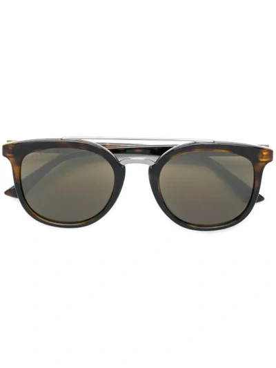 Shop Gucci Square Tinted Sunglasses In Brown