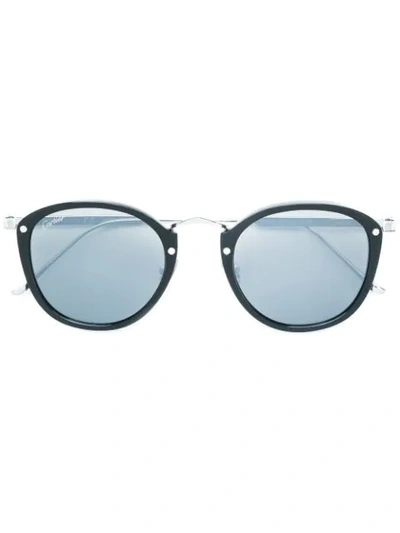 Shop Cartier C Décor Round-frame Sunglasses In Black